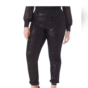 Lane Bryant Signature Fit Boyfriend Sequin Jeans Black‎ Size 14 Mid-Rise NWT
